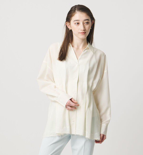 UNITED ARROWS「レースコンビ スキッパー ブラウス」|シャツ・ブラウス|OFF WHITE