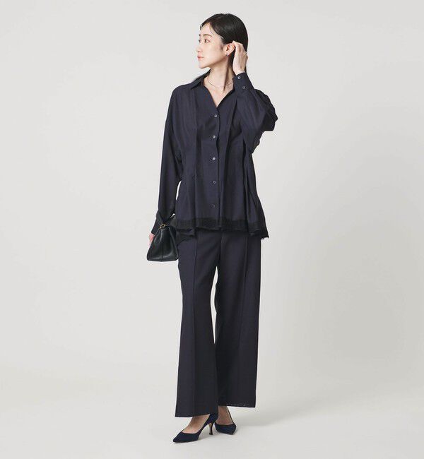 UNITED ARROWS「レースコンビ スキッパー ブラウス」|シャツ・ブラウス|