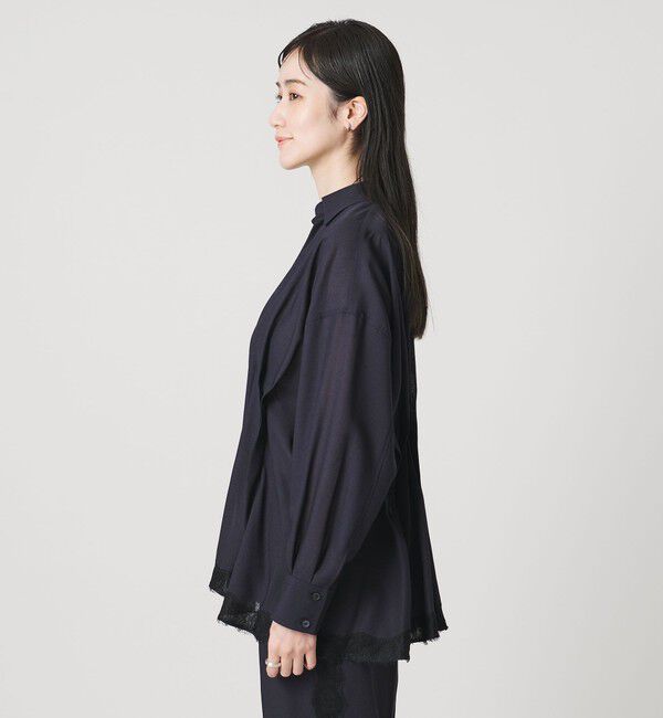 UNITED ARROWS「レースコンビ スキッパー ブラウス」|シャツ・ブラウス|