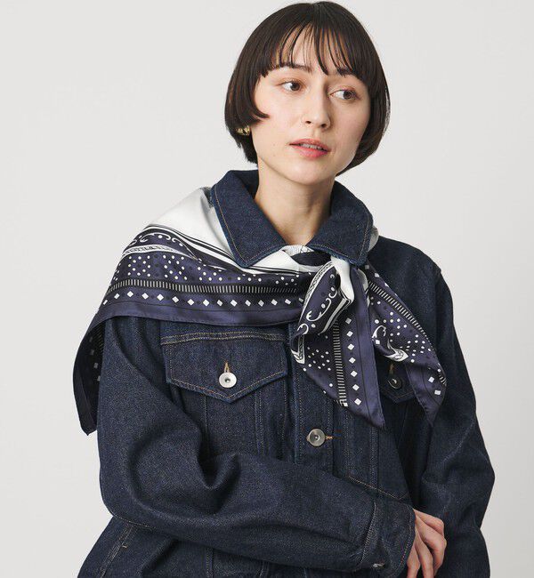 UNITED ARROWS「＜manipuri＞SILK 88&times;88 スカーフ 26SS」|バンダナ・スカーフ|NAVY