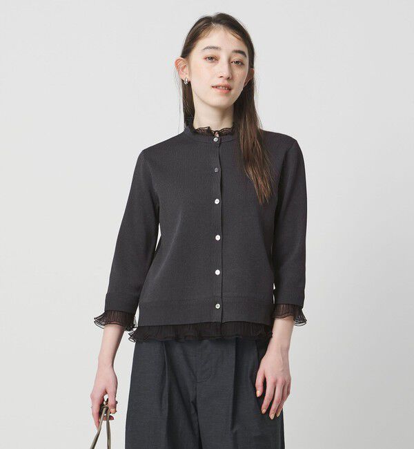 UNITED ARROWS「４WAY チュール フリル カーディガン」|カーディガン|DK.GRAY
