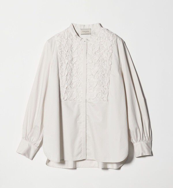 UNITED ARROWS「サテン エンブロイダリーフラワー シャツ ブラウス」|シャツ・ブラウス|