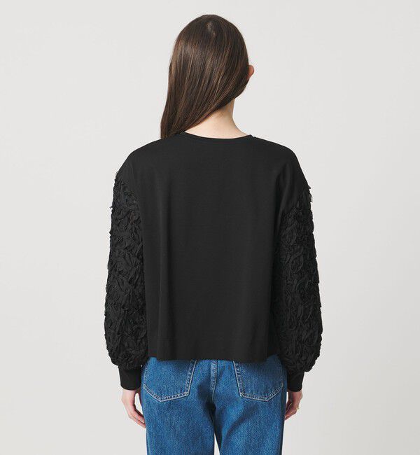 UNITED ARROWS「エンブロイダリーフラワー ショルダーコンビ カットソー」|Tシャツ・カットソー|