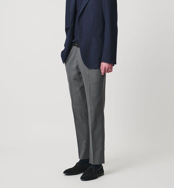 UNITED ARROWS「クールモーション ドビー サイドエクステンド ノープリーツスラックス COMFORT EASY‐MODEL　接触冷感　吸」|スラックス|DK.GRAY