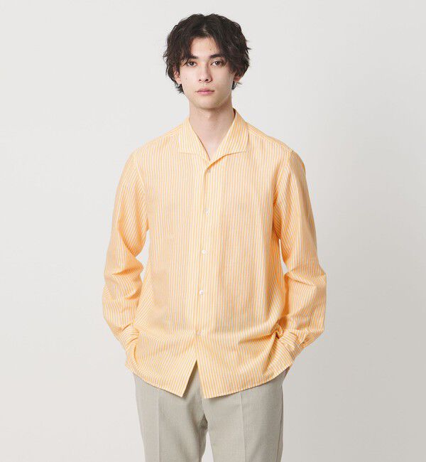 UNITED ARROWS「SOKTAS カラーストライプ オープンカラーシャツ」|シャツ・ブラウス|YELLOW