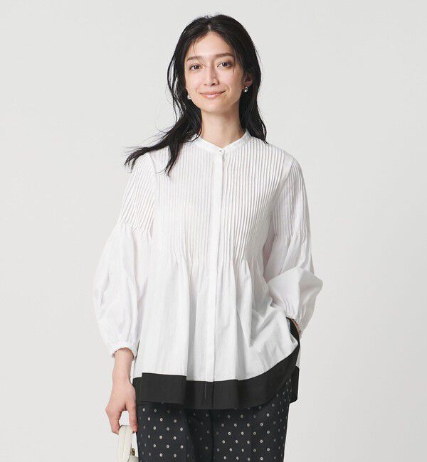 UNITED ARROWS「ピンタック バンドカラー ブラウス」|シャツ・ブラウス|
