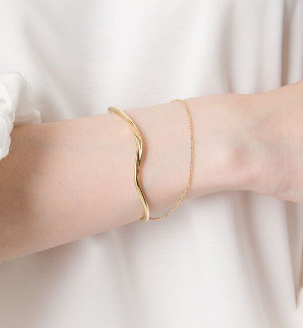 UNITED ARROWS「ライン&チェーン バングル」|ブレスレット・バングル|GOLD