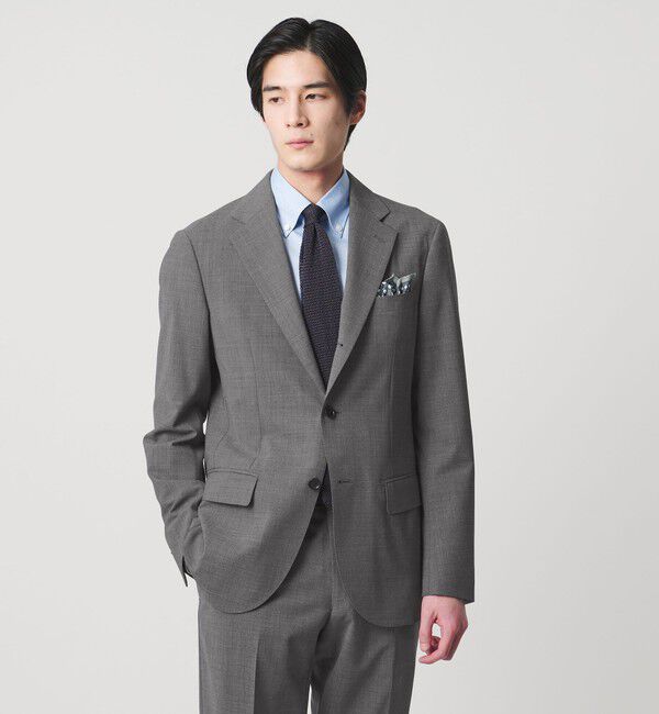 UNITED ARROWS「トロピカル シングル 3ボタン テーラードジャケット COMFORT EASY‐MODEL 2WAYストレッチ 撥水」|テーラードジャケット|MD.GRAY