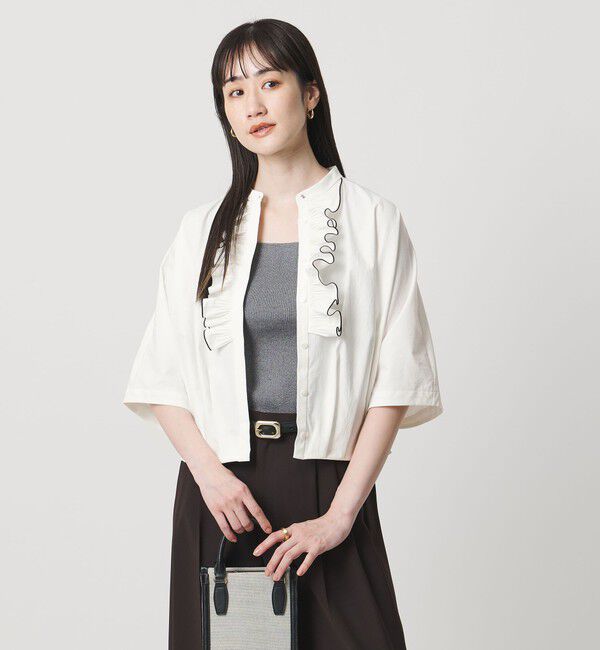 UNITED ARROWS「メロー フリル シャツ ブラウス ‐防しわ 吸水速乾 UVカット 遮熱性 接触冷感 ウォッシャブル‐」|シャツ・ブラウス|