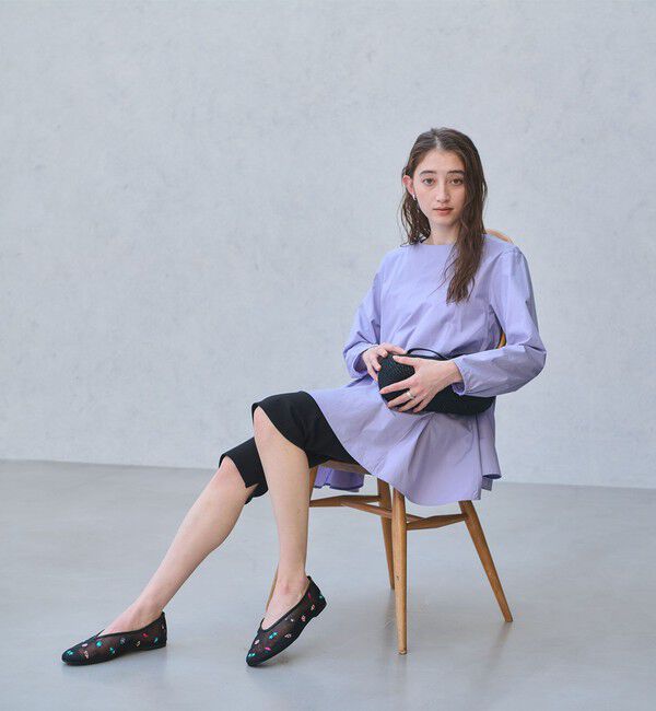 UNITED ARROWS「メッシュ フラワー フラットシューズ」|バレエシューズ|