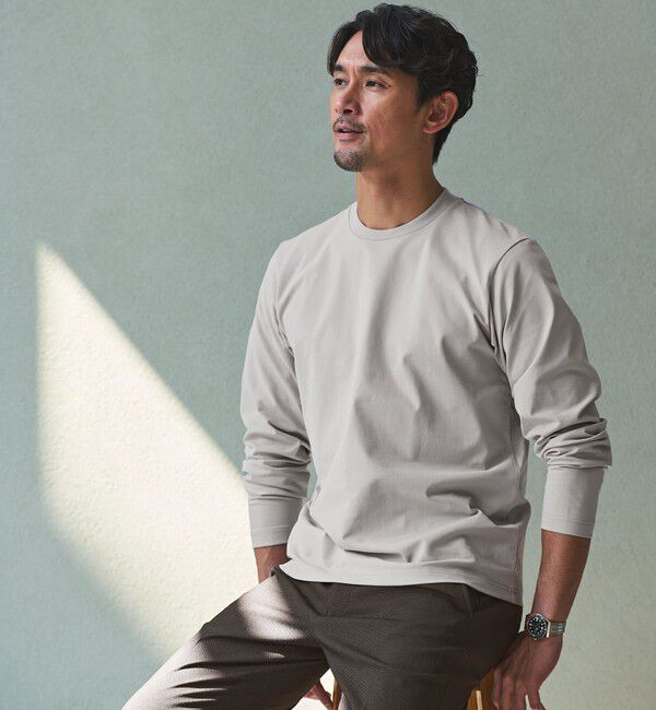 UNITED ARROWS green label relaxing「【WEB限定】JUST fit クリーン カノコ ジャケイン 長袖 Tシャツ -抗菌-」|Tシャツ・カットソー|LT.GRAY