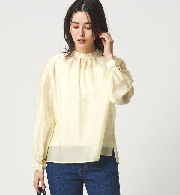 UNITED ARROWS green label relaxing「フェイクパール スタンドネック ブラウス」|シャツ・ブラウス|CREAM