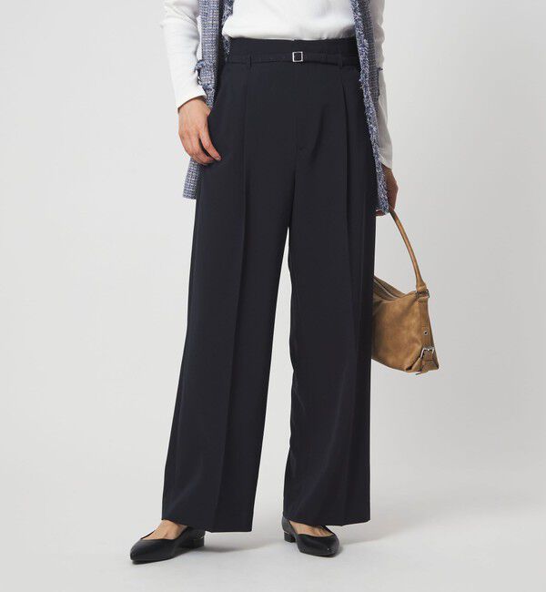 UNITED ARROWS green label relaxing「［size SHORT/TALLあり］パウドレ ワイド パンツ ウォッシャブル ストレッチ」|スラックス|