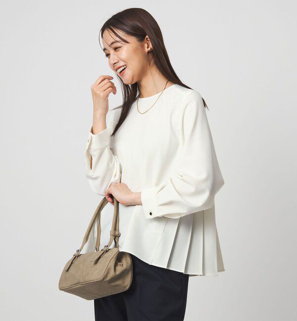 UNITED ARROWS green label relaxing「［size SHORTあり］パウドレ プリーツ ブラウス ウォッシャブル ストレッチ」|シャツ・ブラウス|OFF WHITE