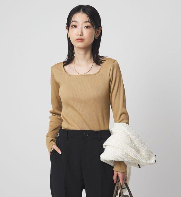 UNITED ARROWS green label relaxing「ブライトリブ スクエアネック ロングスリーブ カットソー」|Tシャツ・カットソー|