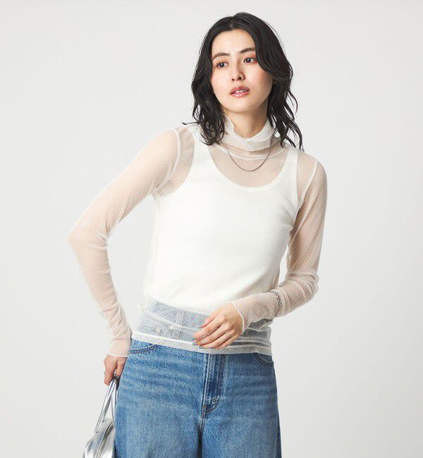 UNITED ARROWS green label relaxing「シアー ドット タートルネック カットソー」|Tシャツ・カットソー|OFF WHITE