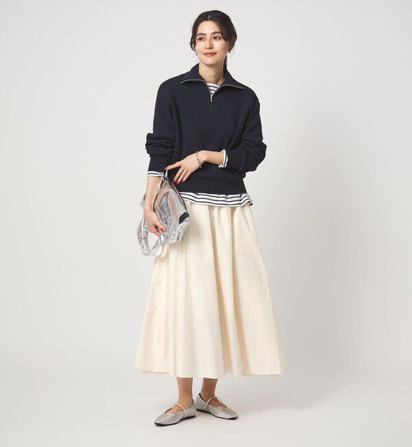 UNITED ARROWS green label relaxing「ギャザー フレア スカート オフホワイト」|フレア|