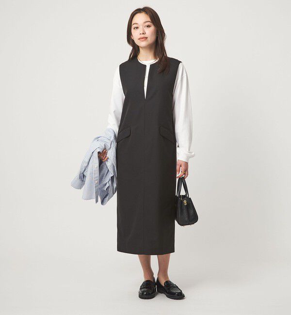 UNITED ARROWS green label relaxing「［size SHORTあり］リネンライク キーネック ジャンパースカート」|ジャンパースカート|