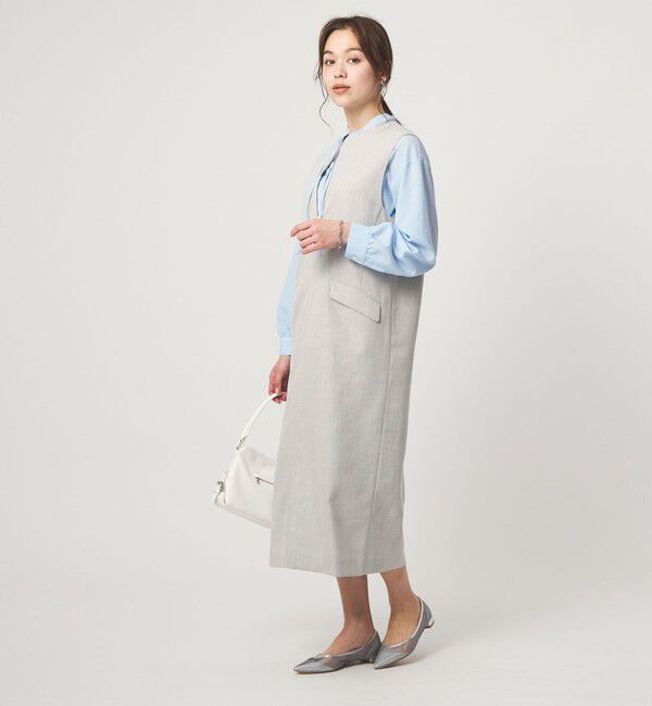 UNITED ARROWS green label relaxing「［size SHORTあり］リネンライク キーネック ジャンパースカート」|ジャンパースカート|