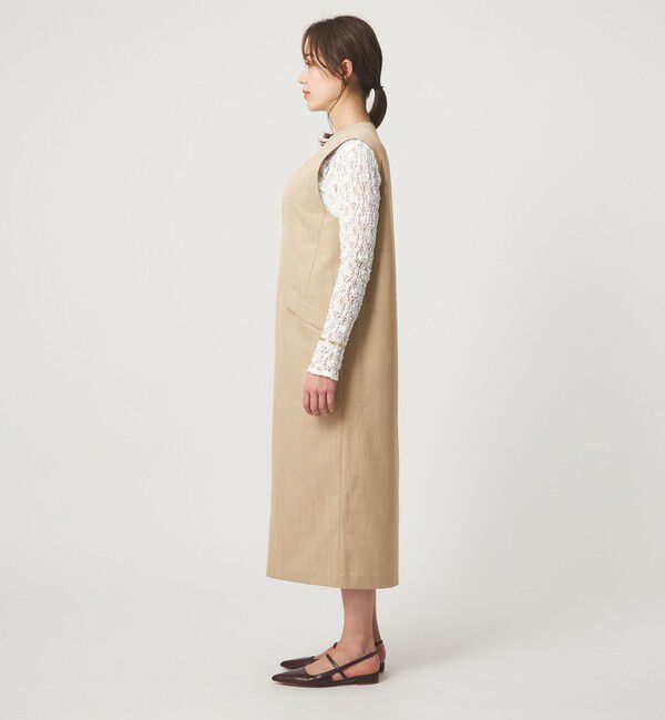 UNITED ARROWS green label relaxing「［size SHORTあり］リネンライク キーネック ジャンパースカート」|ジャンパースカート|