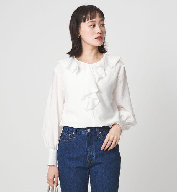 UNITED ARROWS green label relaxing「ラッフル ブラウス」|シャツ・ブラウス|WHITE