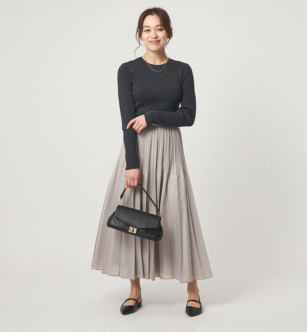 UNITED ARROWS green label relaxing「ラメ リブ クルーネック ニット プルオーバー」|ニット・セーター|