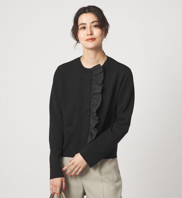 UNITED ARROWS green label relaxing「フロント フリル ニット カーディガン」|カーディガン|