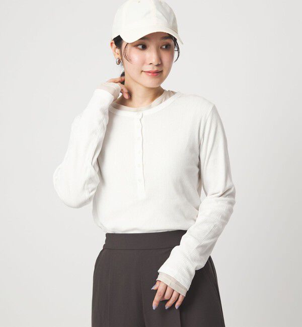 UNITED ARROWS green label relaxing「【WEB限定】＜at ease＞シアーテレコ ヘンリーネック カットソー」|Tシャツ・カットソー|