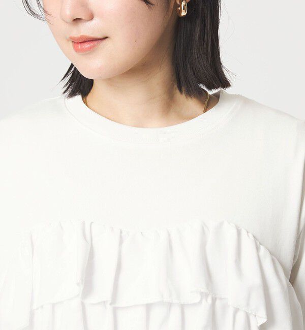 UNITED ARROWS green label relaxing「【WEB限定】＜at ease＞フロント フリル プルオーバー カットソー」|Tシャツ・カットソー|