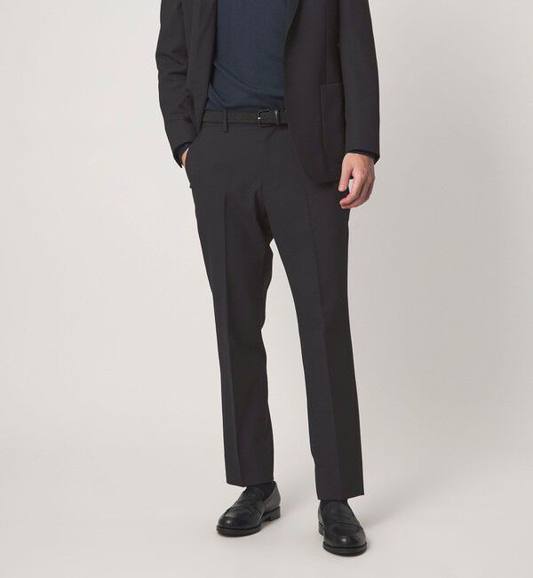 UNITED ARROWS green label relaxing「A+ ポリエステル シャークスキン スタンダード イージー セットアップ パンツ スラックス -ウォッシャブル」|スラックス|NAVY