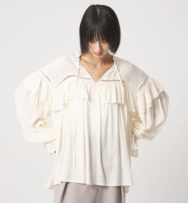 EMMEL REFINES「＜EMMEL REFINES＞EM ハシゴレース フリル ブラウス」|シャツ・ブラウス|