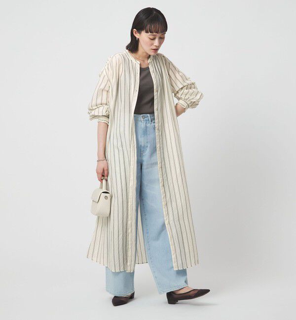 UNITED ARROWS green label relaxing「ギャザー シャツワンピース」|ワンピース|OFF WHITE