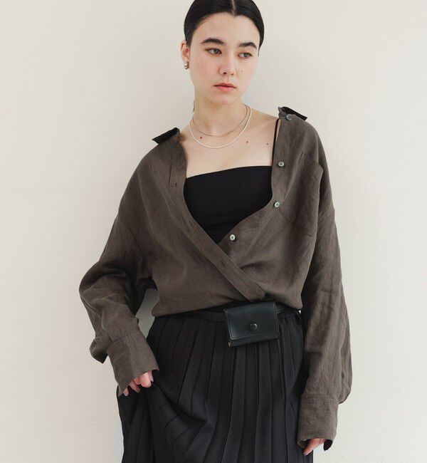 UNITED ARROWS green label relaxing「【結論シリーズ】リネン2WAYシャツ［size SHORTあり］」|シャツ・ブラウス|DK.GRAY