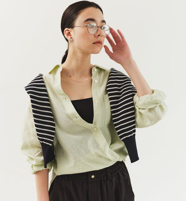 UNITED ARROWS green label relaxing「【結論シリーズ】リネン2WAYシャツ［size SHORTあり］」|シャツ・ブラウス|LIME