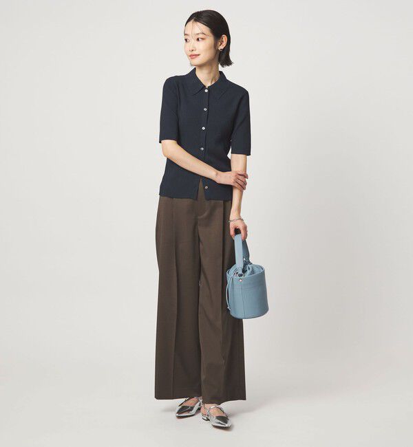 UNITED ARROWS green label relaxing「HIYOKE エリツキ リブ ニット マシンウォッシャブル UVカット 遮熱」|ニット・セーター|