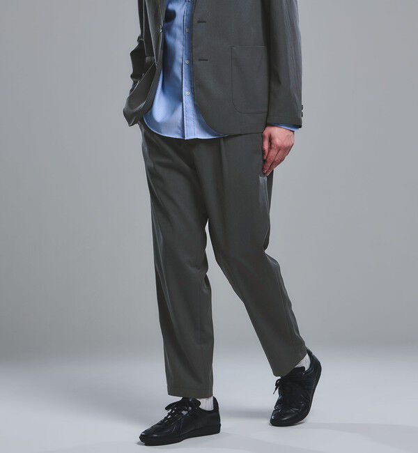 UNITED ARROWS green label relaxing「DICROS ポリエステル ツイル 1プリーツ W2 ユーティリティパンツ -ストレッチ・撥水-」|チノ|DK.GRAY