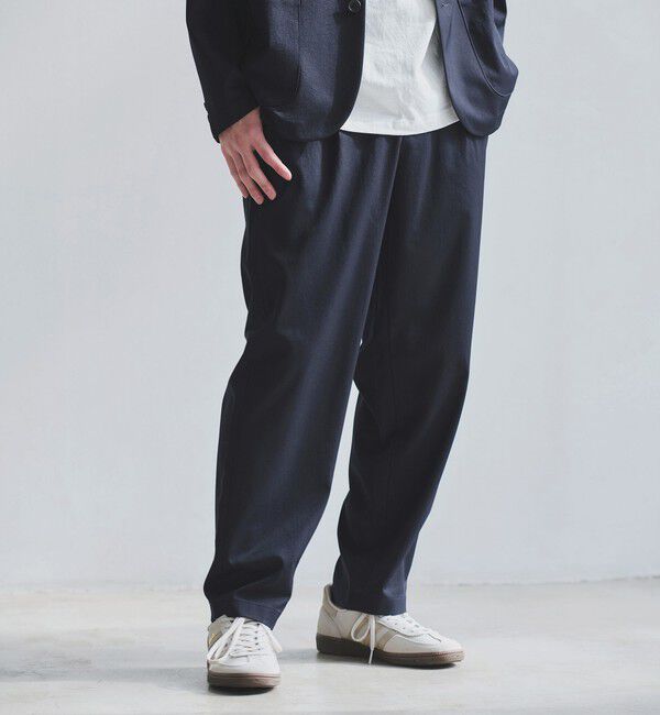 UNITED ARROWS green label relaxing「DICROS ポリエステル ツイル 1プリーツ W2 ユーティリティパンツ -ストレッチ・撥水-」|チノ|NAVY