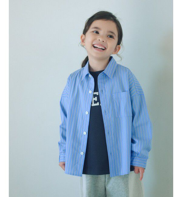 UNITED ARROWS green label relaxing「ストライプシャツ / キッズ  100cm-130cm 撥水」|シャツ・ブラウス|COBALT