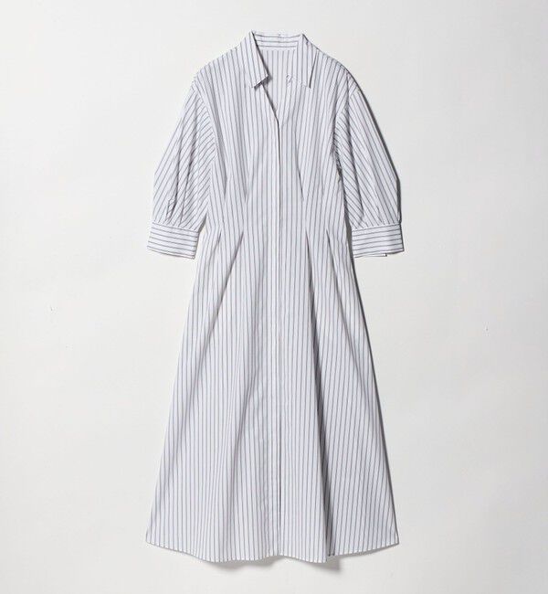 UNITED ARROWS green label relaxing「シャツ襟 フィット＆フレア タック 5分袖 ワンピース」|ワンピース|