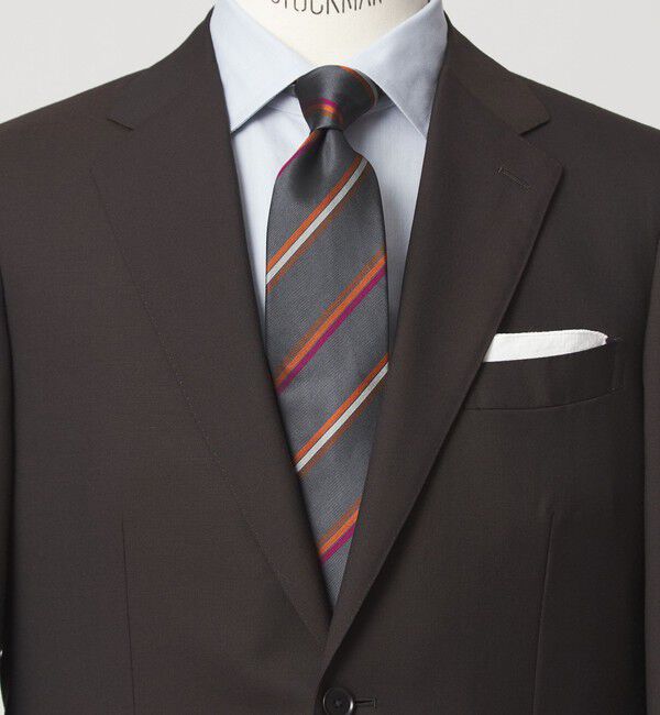 UNITED ARROWS green label relaxing「GLR シルク2 8.0cm ストライプ2 ネクタイ」|ネクタイ・蝶ネクタイ|DK.GRAY