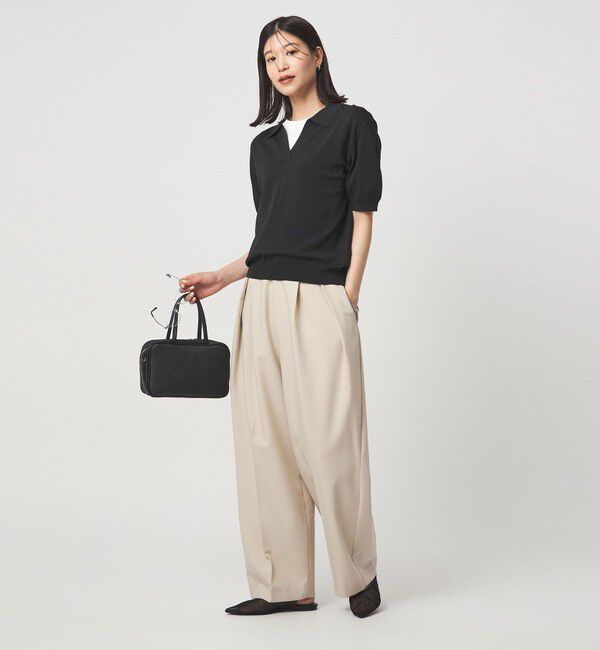 UNITED ARROWS green label relaxing「【WEB限定】＜at ease＞エリツキ スキッパー ニット 接触冷感 UVカット 遮熱」|ニット・セーター|