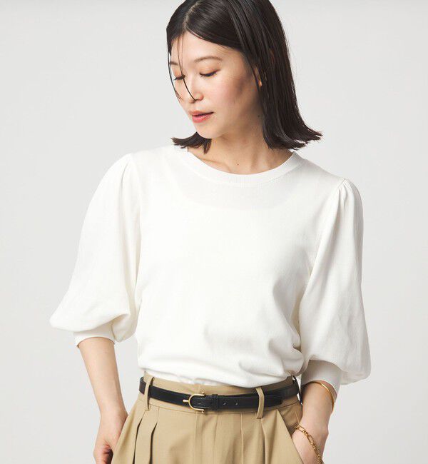 UNITED ARROWS green label relaxing「【WEB限定】＜at ease＞袖ボリューム ニット ウォッシャブル 接触冷感 UVカット 遮熱」|ニット・セーター|