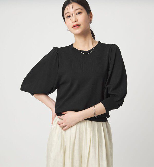 UNITED ARROWS green label relaxing「【WEB限定】＜at ease＞袖ボリューム ニット ウォッシャブル 接触冷感 UVカット 遮熱」|ニット・セーター|