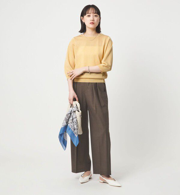 UNITED ARROWS green label relaxing「ラメ 6分袖 ニット プルオーバー」|ニット・セーター|