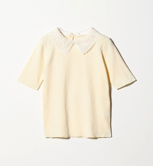 UNITED ARROWS green label relaxing「リブ エリレース 2WAY 5分袖 ニット プルオーバー」|ニット・セーター|