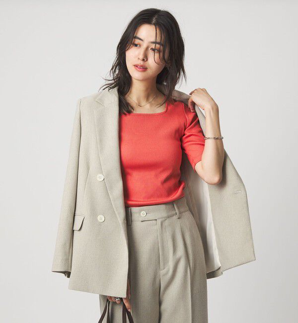 UNITED ARROWS green label relaxing「ブライトリブ スクエアネック 5分袖 プルオーバー カットソー」|Tシャツ・カットソー|