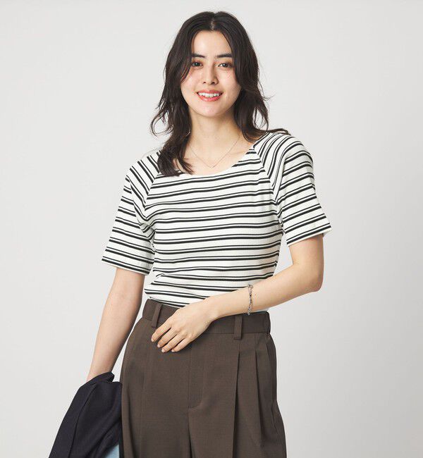 UNITED ARROWS green label relaxing「ブライトリブ ボートネック 5分袖 プルオーバー カットソー」|Tシャツ・カットソー|その他1