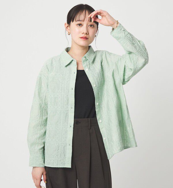 UNITED ARROWS green label relaxing「シアー クロス ステッチ シャツ」|シャツ・ブラウス|LIME