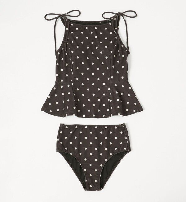 UNITED ARROWS green label relaxing「ハイネックWリボンフレア&ショーツ ドット柄 ブラック スイムウェア / 水着」|スポーツ|