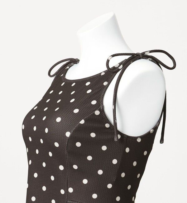 UNITED ARROWS green label relaxing「ハイネックWリボンフレア&ショーツ ドット柄 ブラック スイムウェア / 水着」|スポーツ|